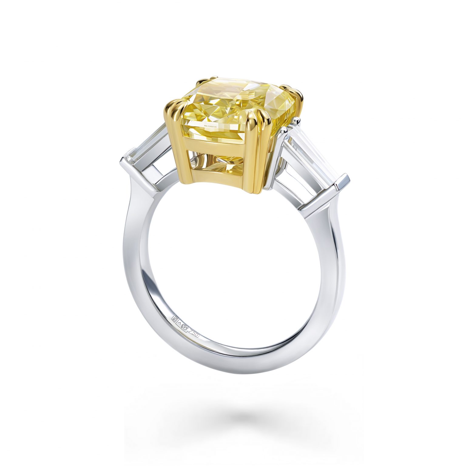 Yellow diamond ring 3.71 ct