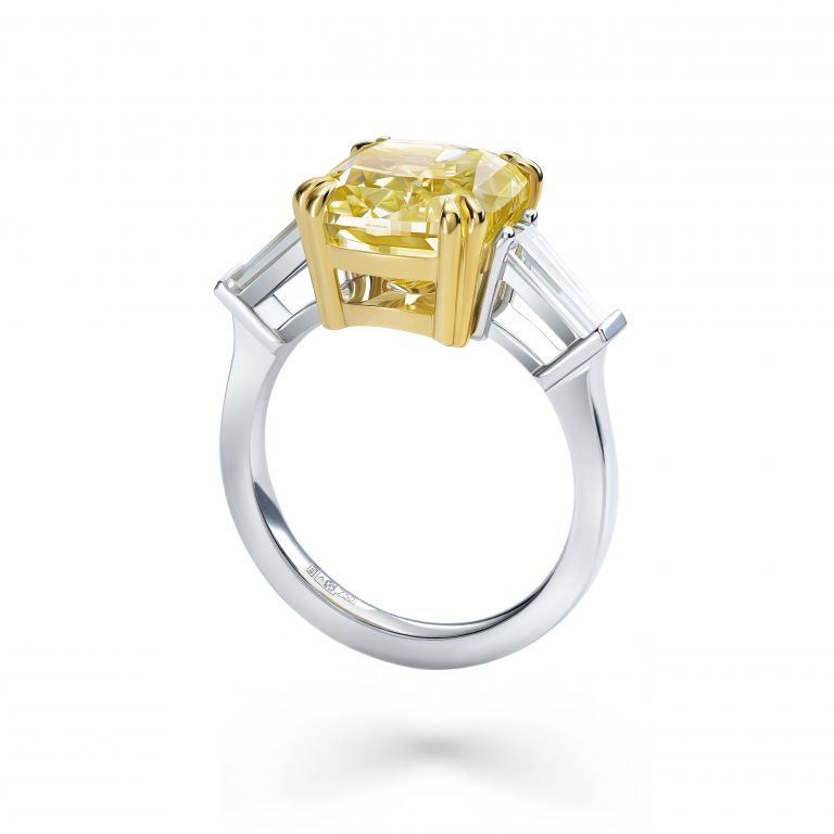 Yellow diamond ring 3.71 ct