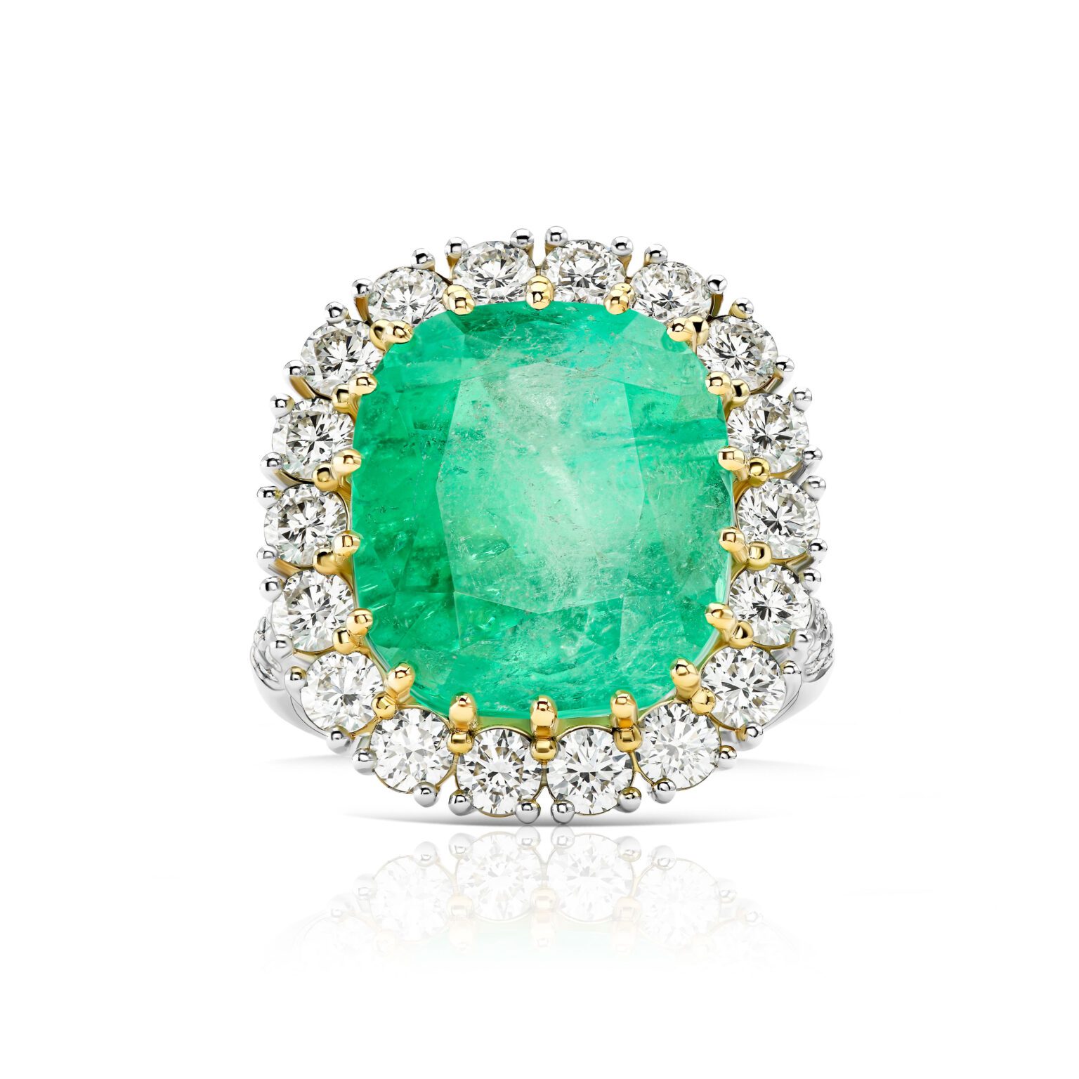 9.86 Carat Columbian Emerald and Diamond Ring