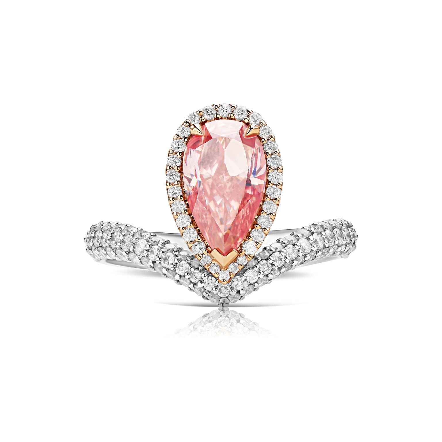Кольцо с розовым бриллиантом 1.58 ct