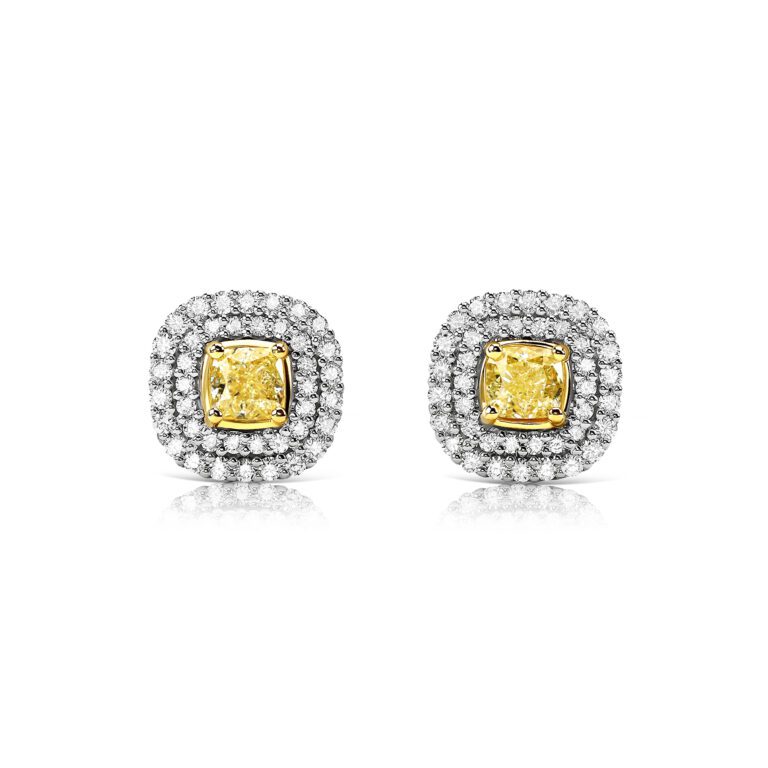 Yellow diamond stud earrings #1