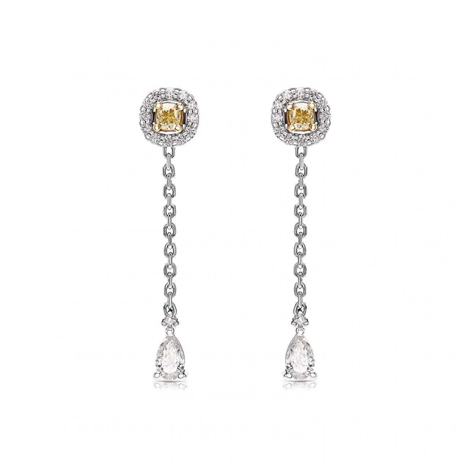 Yellow diamond earrings 0.22 сt