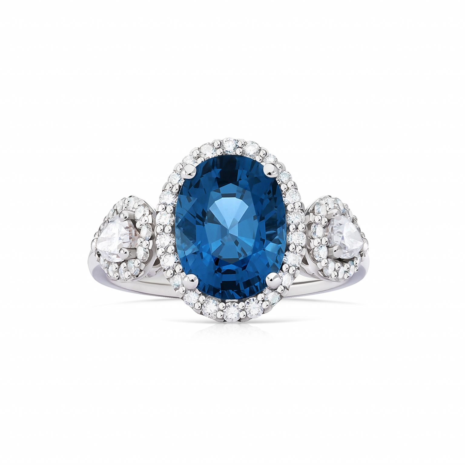 2.87 Carat Blue to Violet Spinel and Diamond Ring
