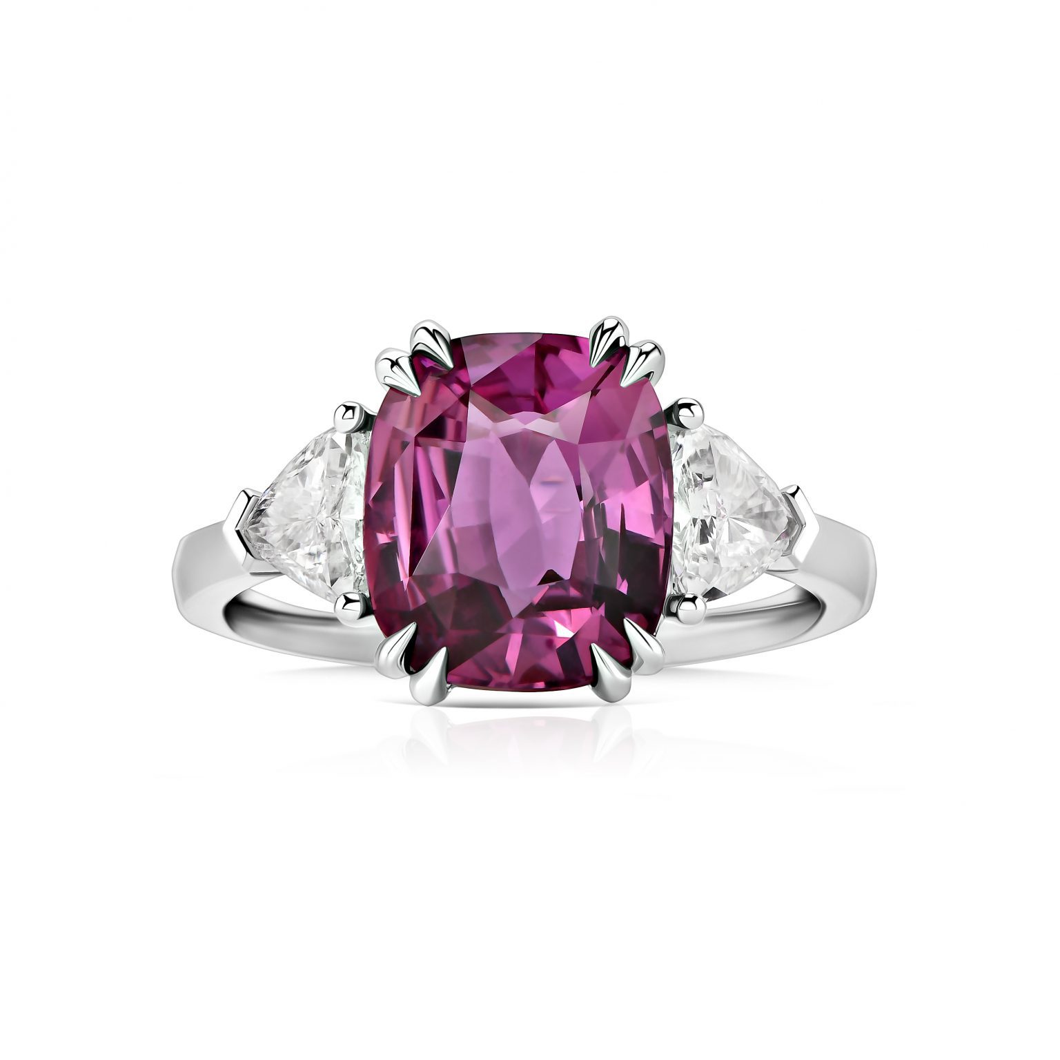 4.52 ct Cushion-Cut Spinel and Diamond Ring