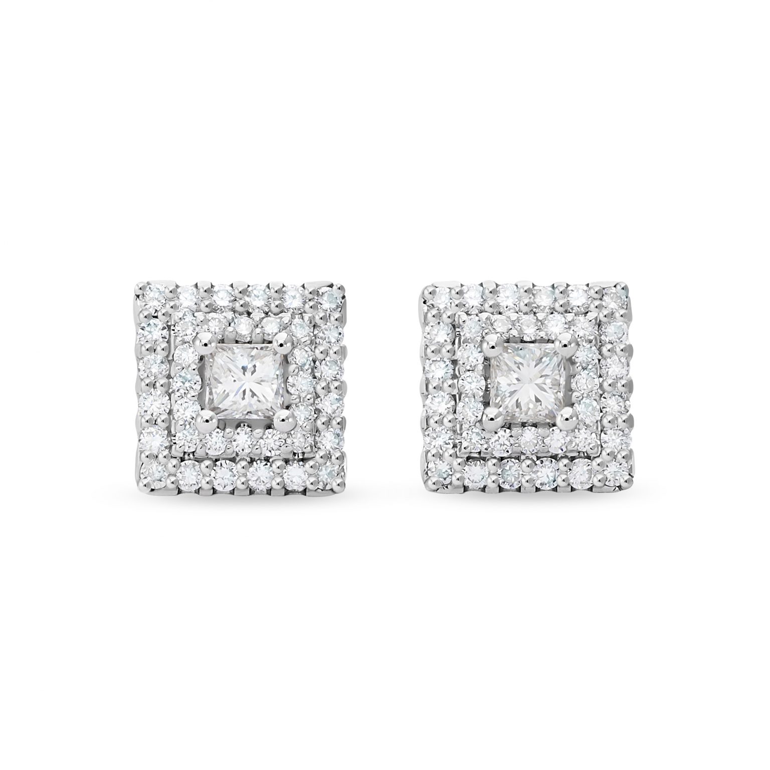 Diamond stud earrings with a total weight of 1.78 ct