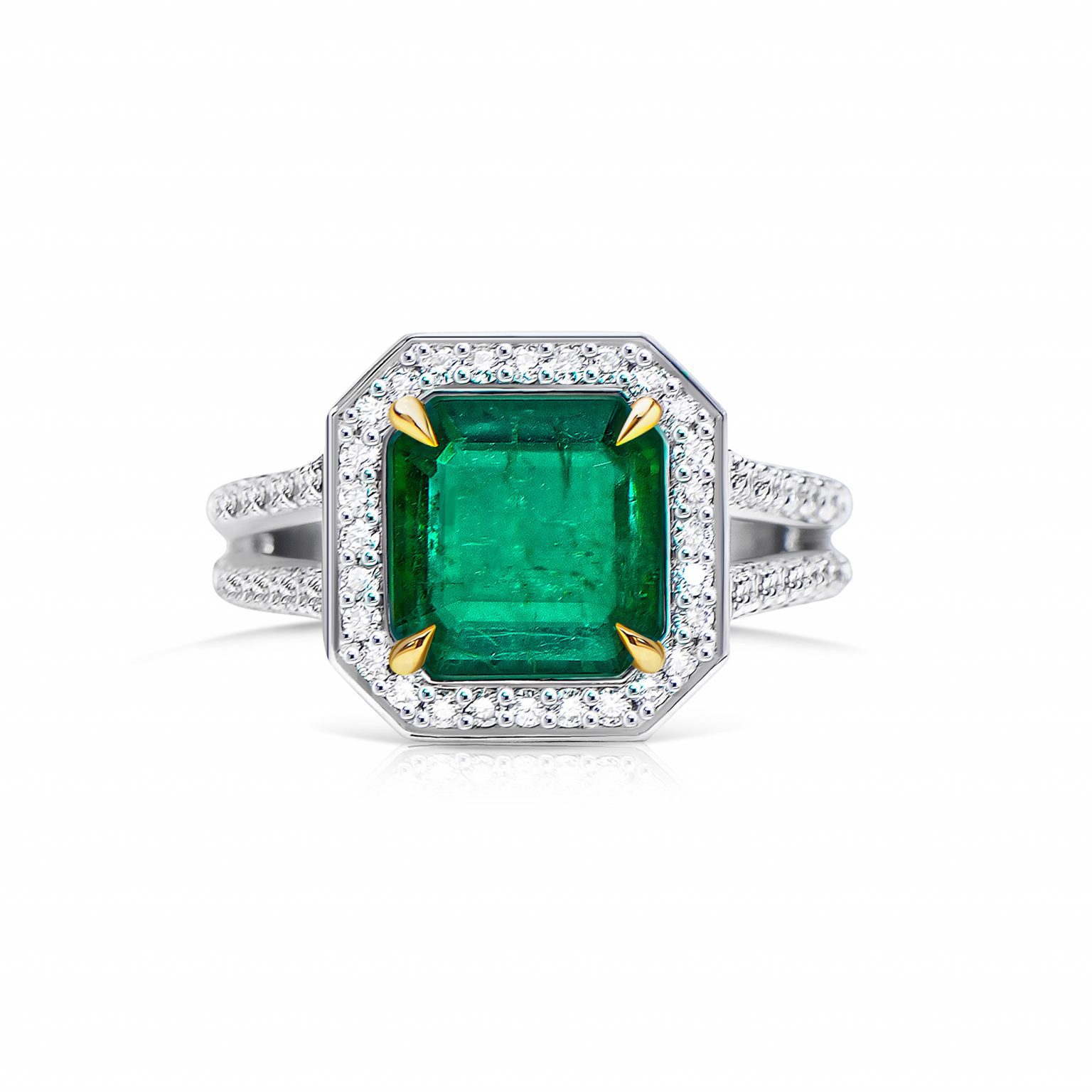 3.19 ct Vivid Green Emerald Ring