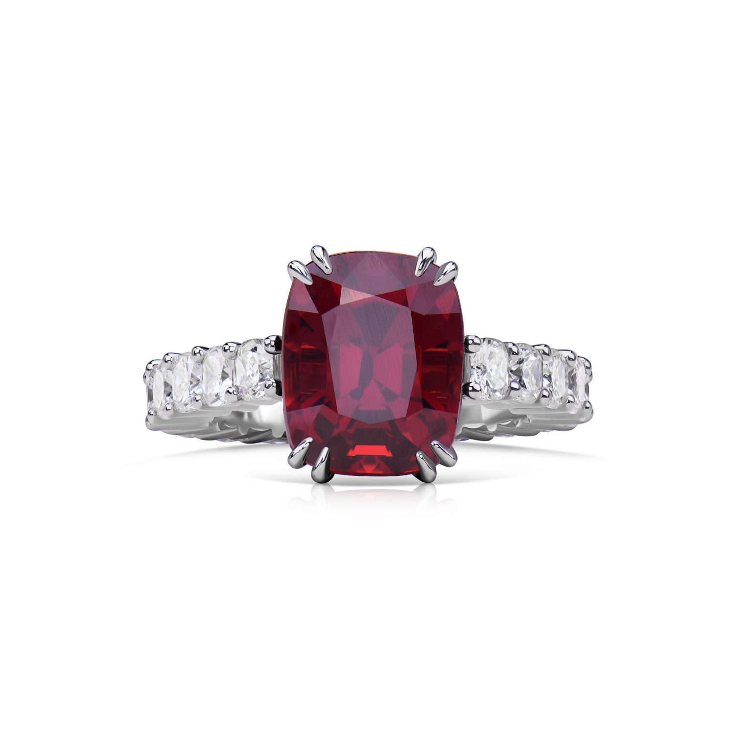 5.57 ct Cushion Cut Spinel and Diamond Ring