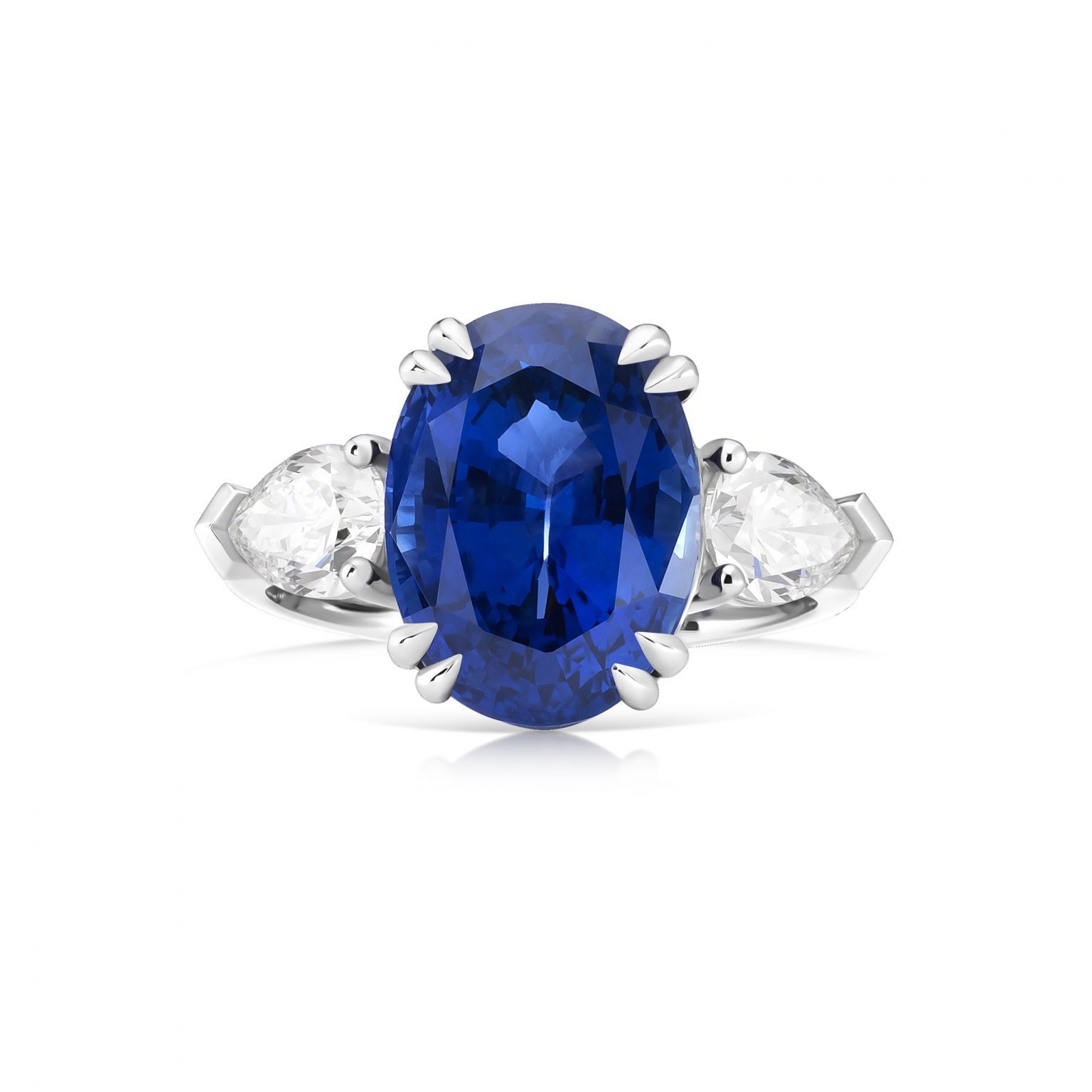 3.17 ct Oval Sapphire Ring with Pear Diamonds