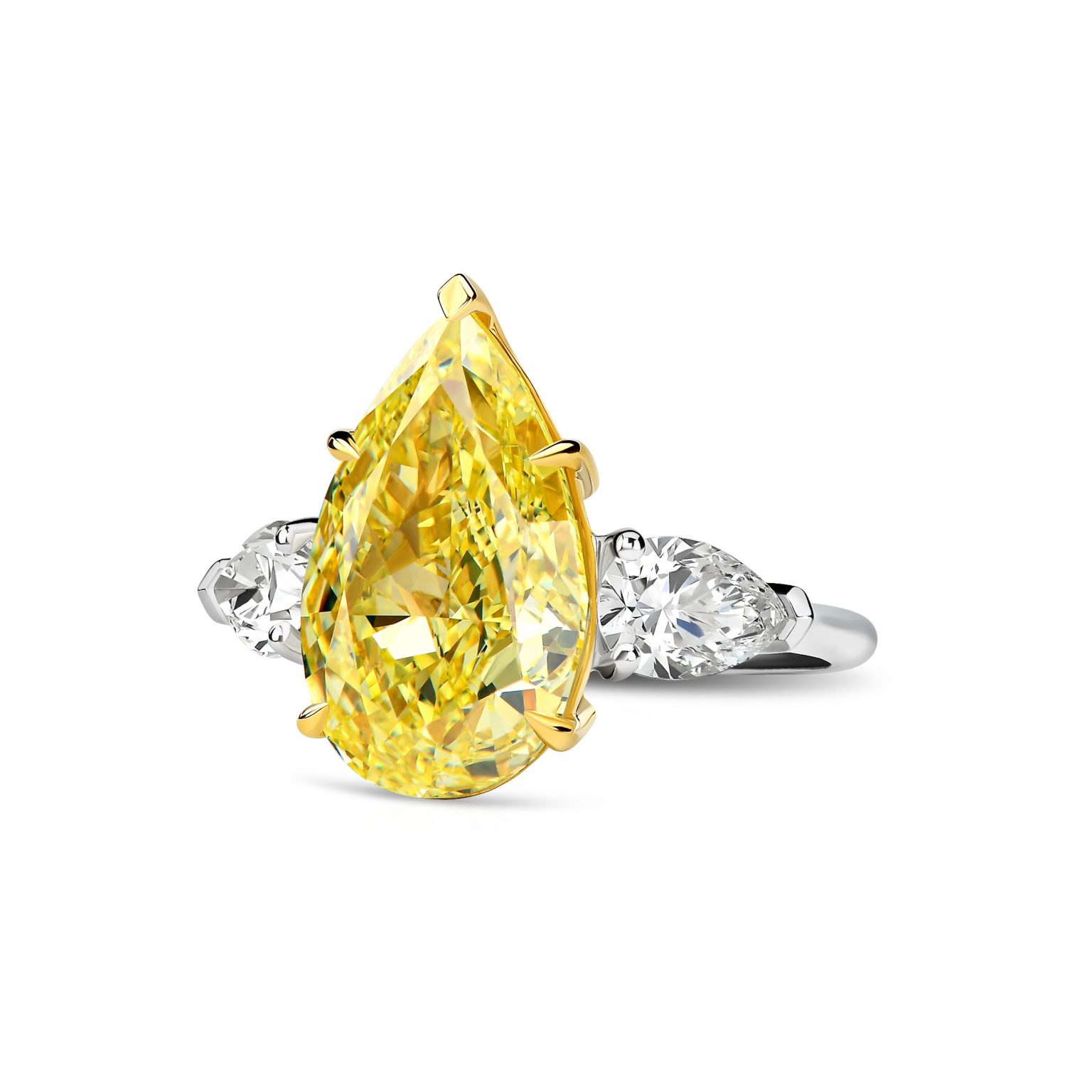 2.26 Carat Pear-Shaped Yellow Diamond Ring