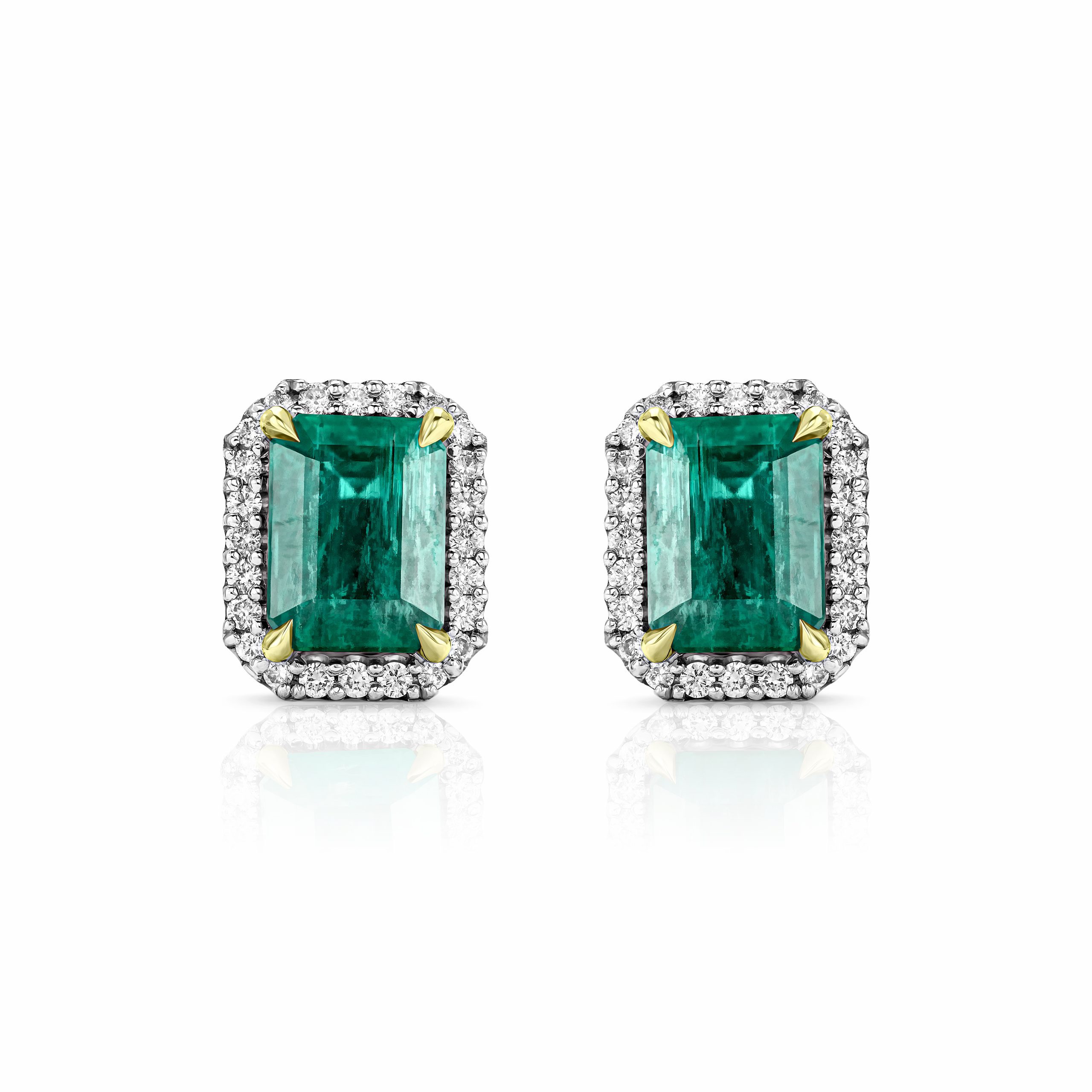 Emerald 1.49 ct stud earrings with diamonds 1.178 ct #1