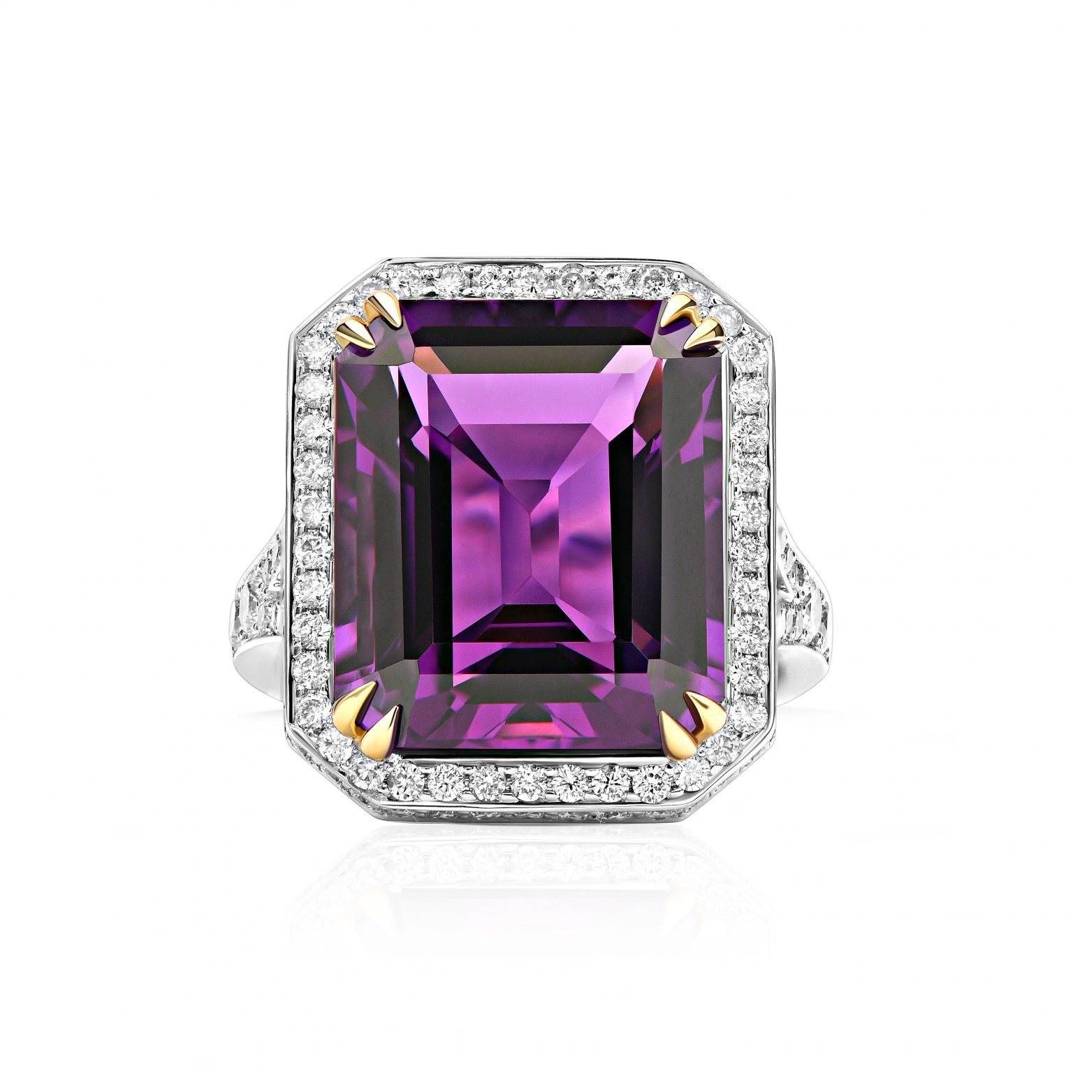 10.98 ct White Gold Spinel Amethyst Ring