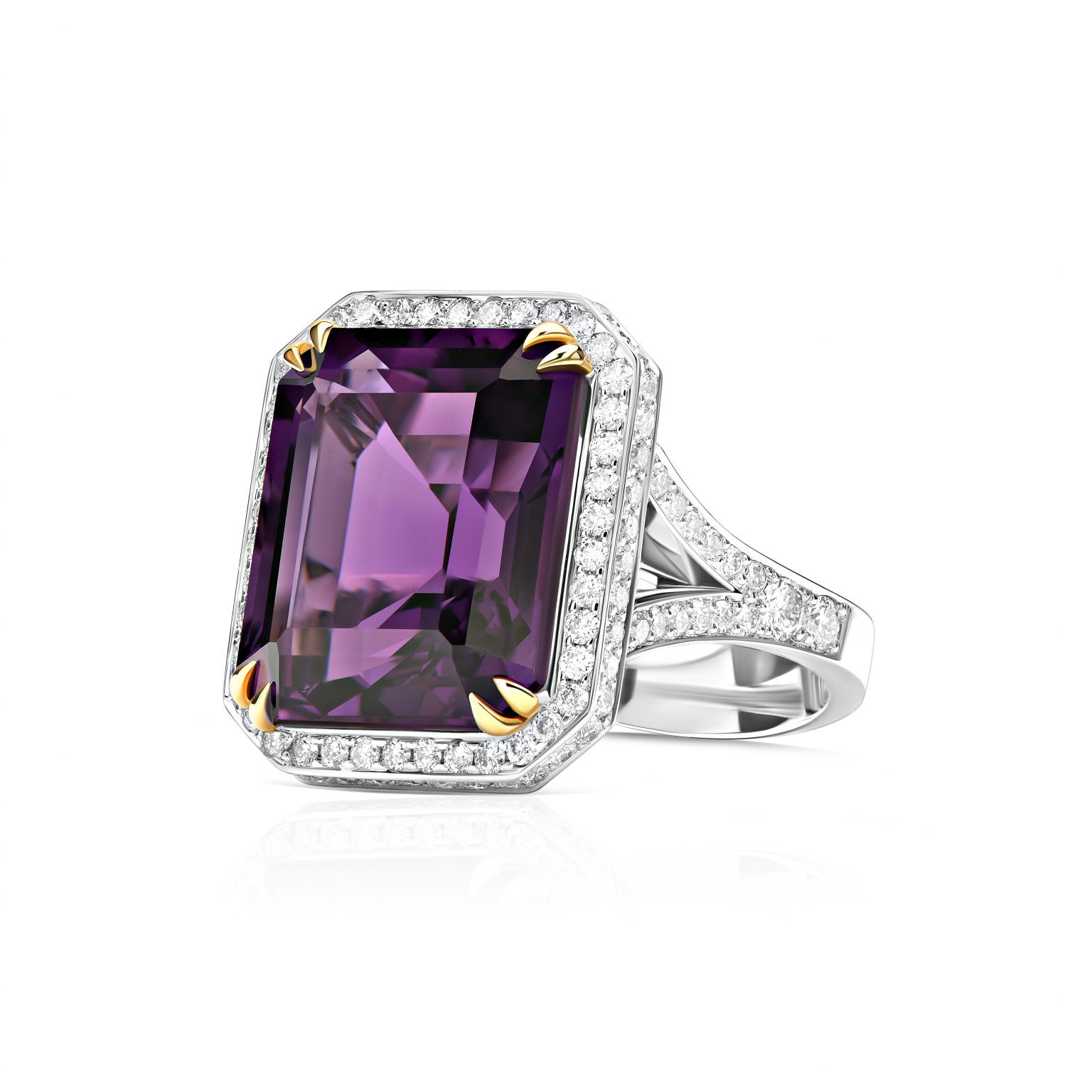 10.98 ct White Gold Spinel Amethyst Ring