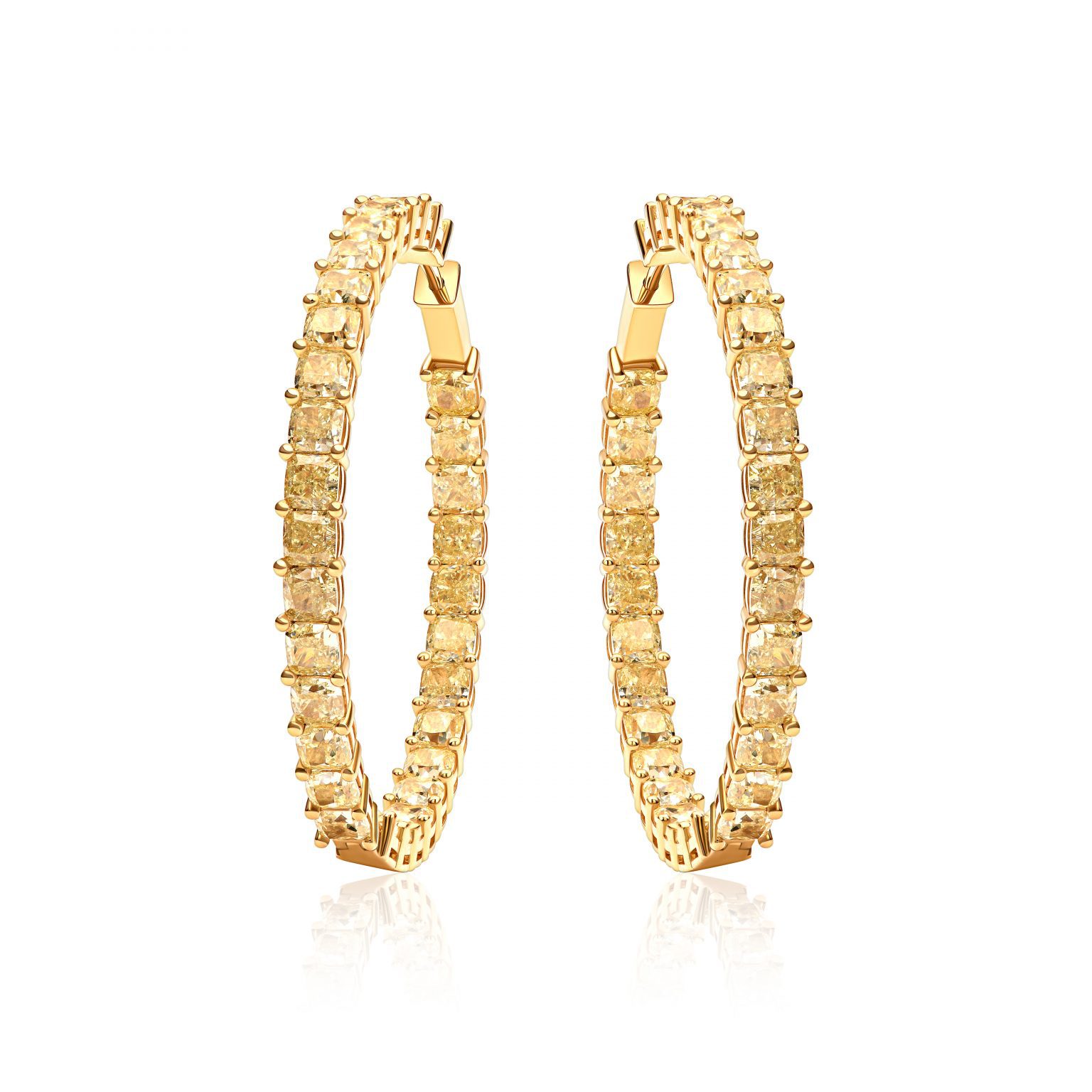Congo earrings with 18.45 ct yellow diamonds