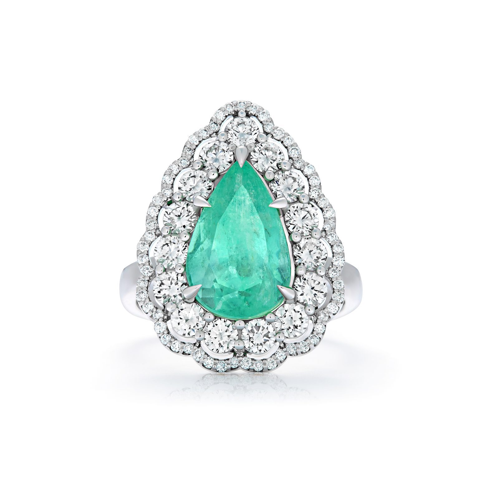 4.88 ct Pear Shaped Colombian Emerald Ring