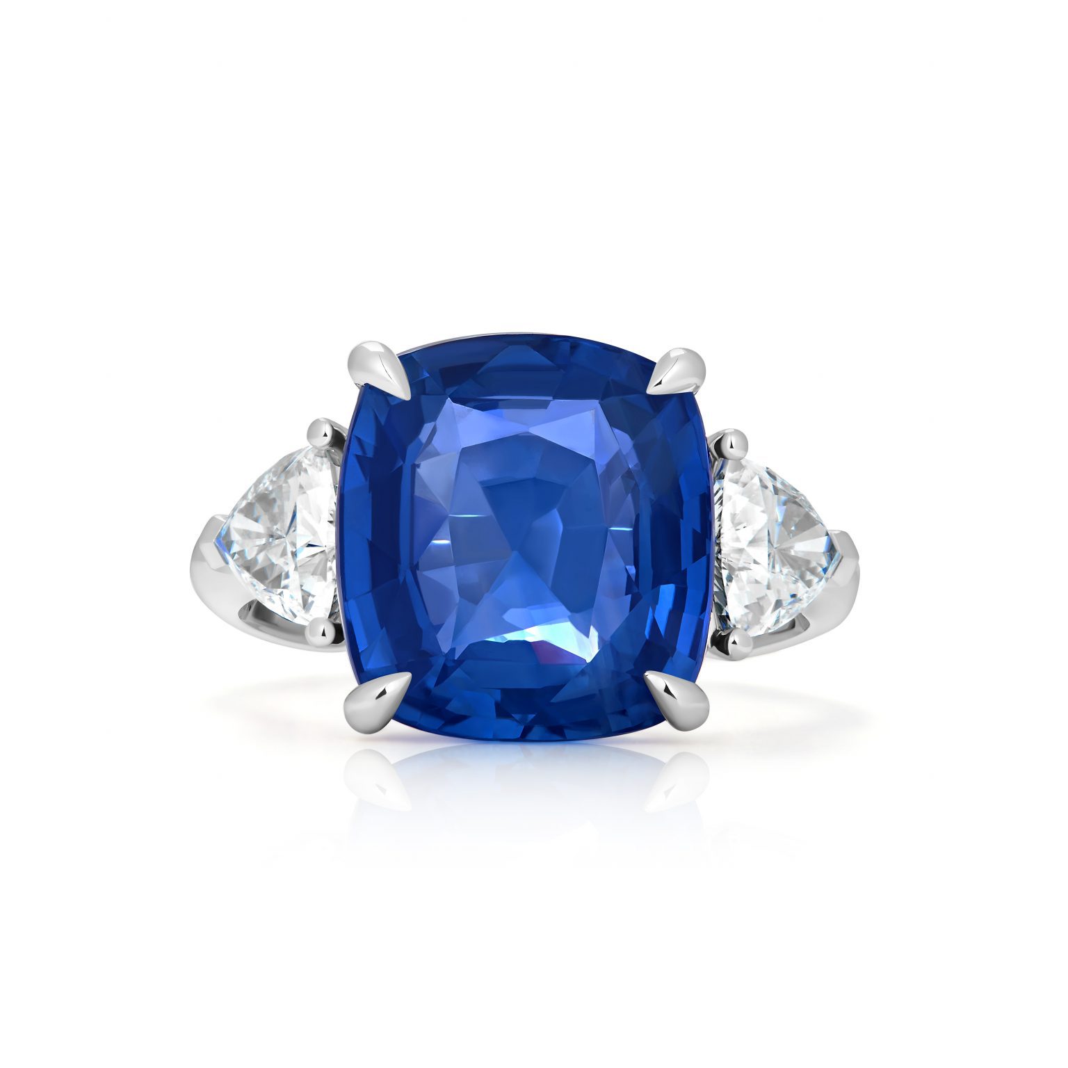 9.00 ct Cushion Cut Blue Sapphire and Diamond Ring