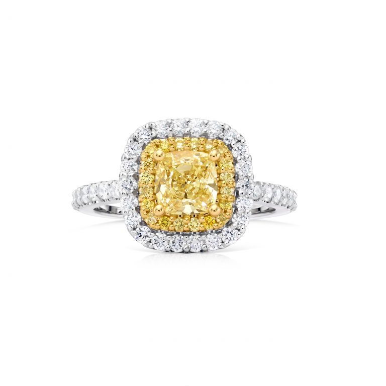 Yellow diamond ring with a total weight of 0.81 ct #1