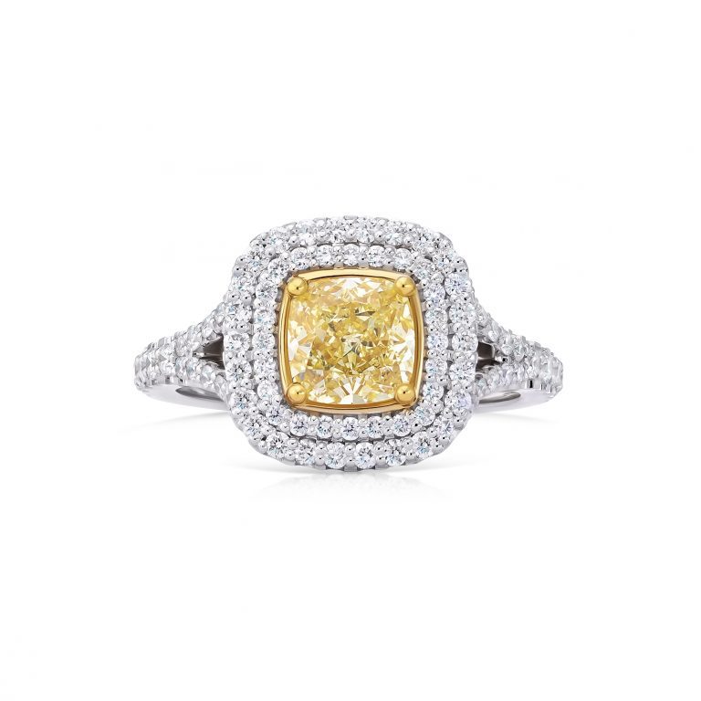 Yellow diamond ring 1.28 ct