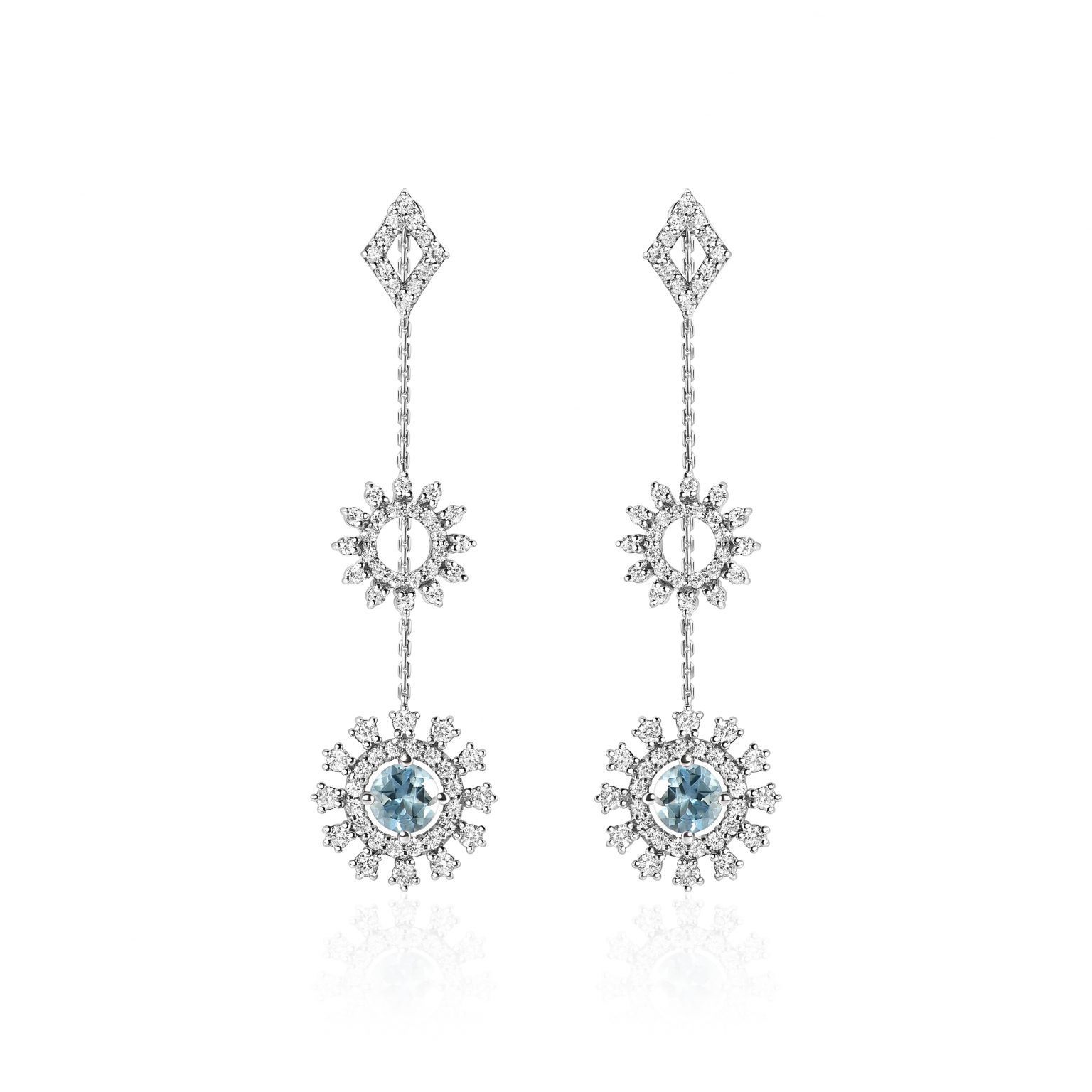 Earrings with aquamarines and diamonds