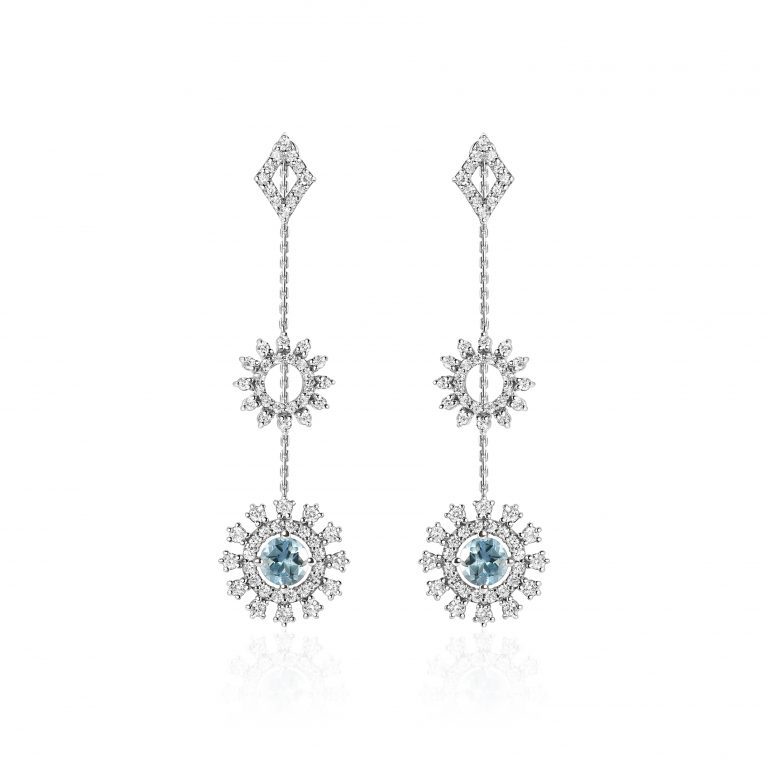 Earrings with aquamarines and diamonds #1