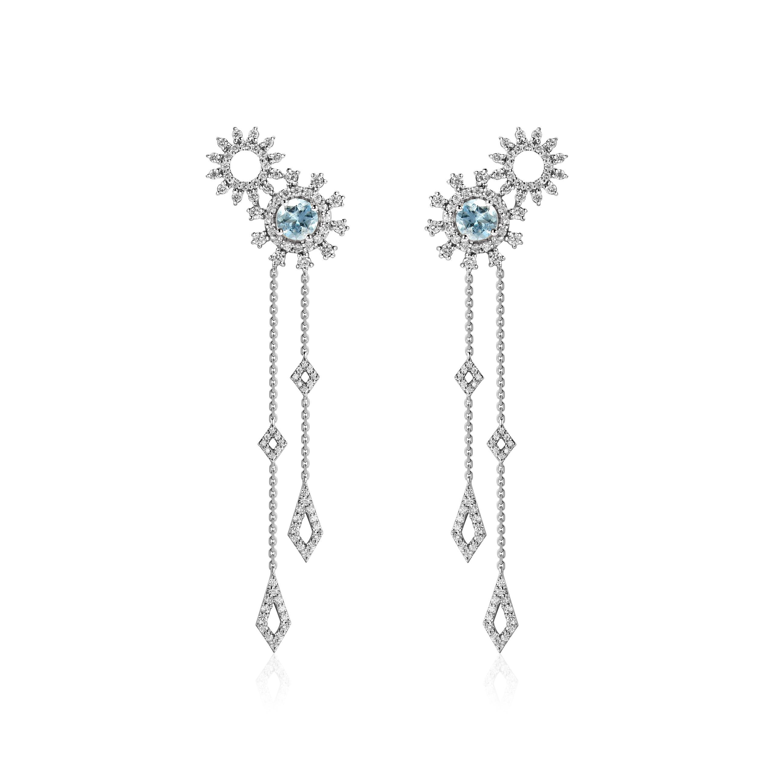 Earrings with aquamarines and diamonds #1
