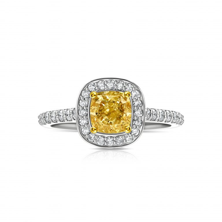 Кольцо с желтым бриллиантом 1.08 ct #1
