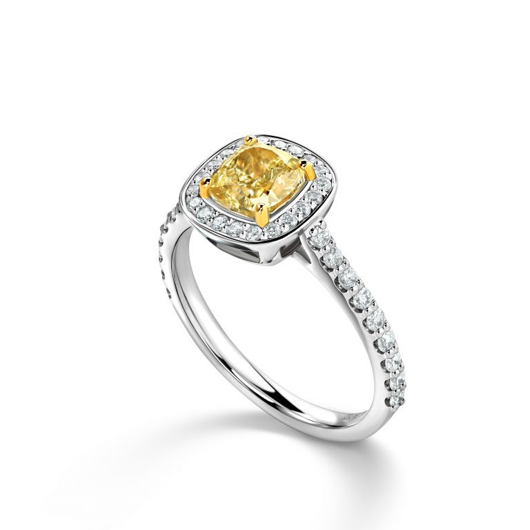 Кольцо с желтым бриллиантом 1.08 ct #2