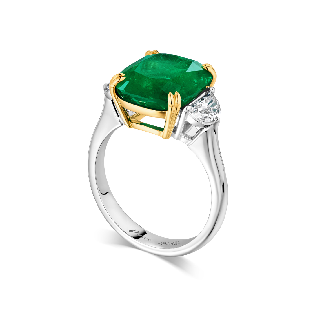 5.30 Carat Colombian Emerald Cushion Ring