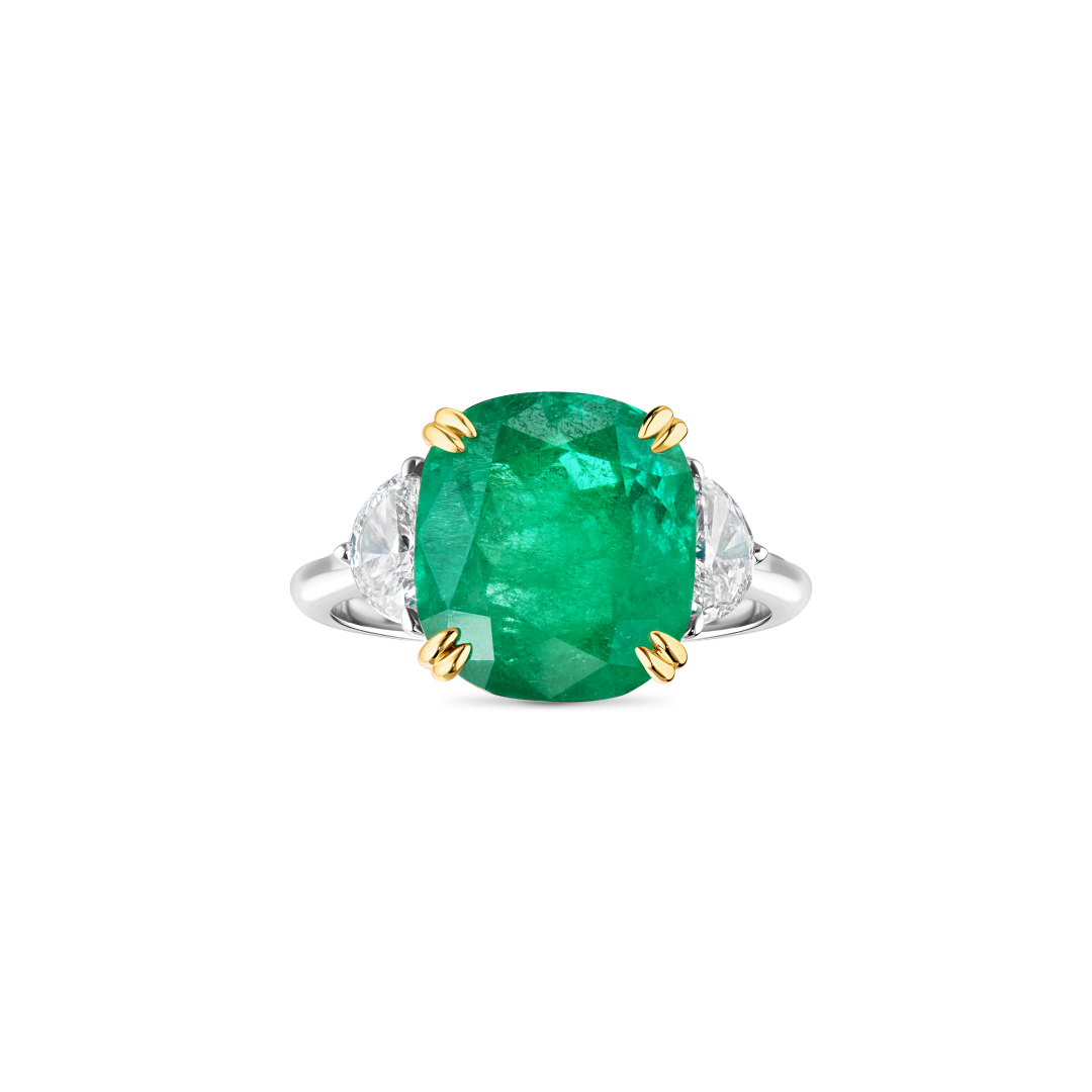 5.30 Carat Colombian Emerald Cushion Ring