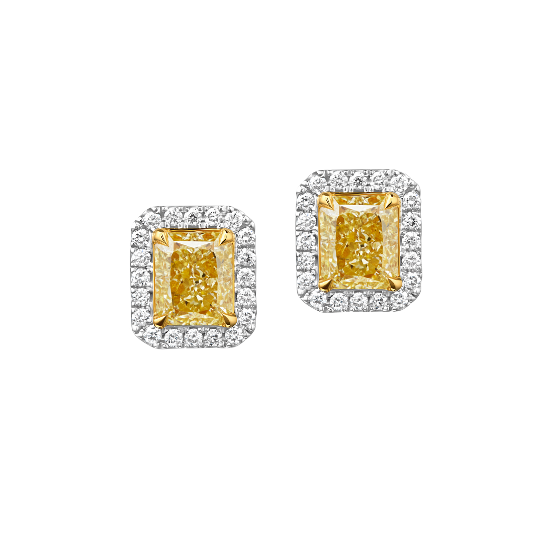 Yellow diamond Stud Earrings