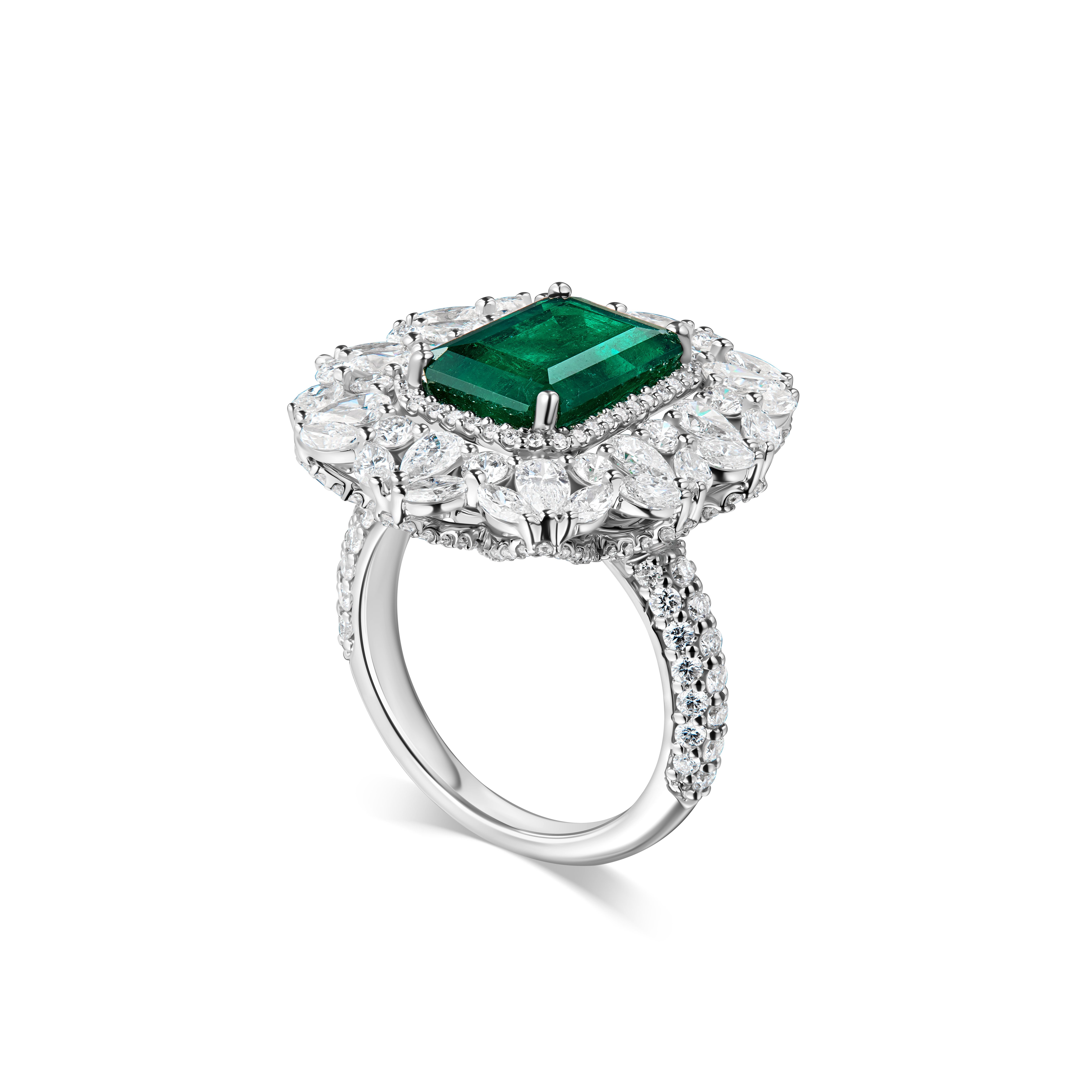 4.77 ct Octagon Emerald and Brilliant Diamond Ring #2