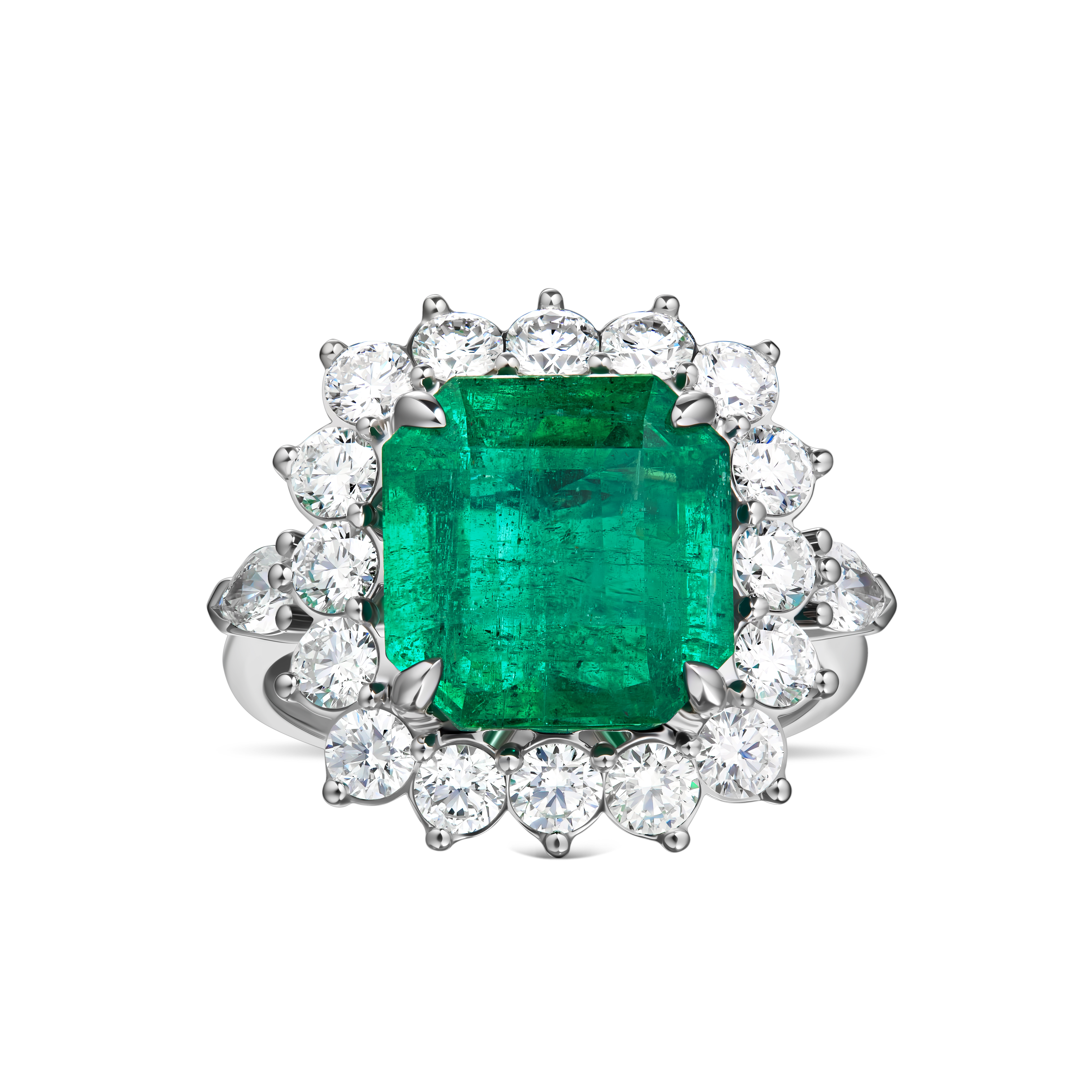 4.77 ct Octagon Emerald and Brilliant Diamond Ring #1